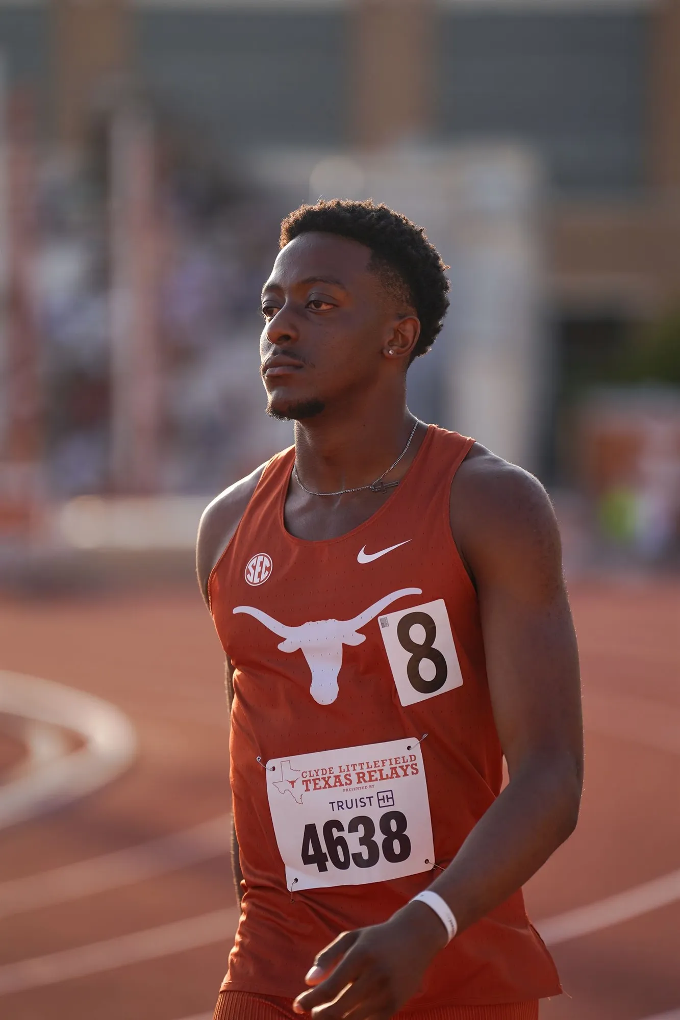 Sihle in the Texas kit, focused before a race