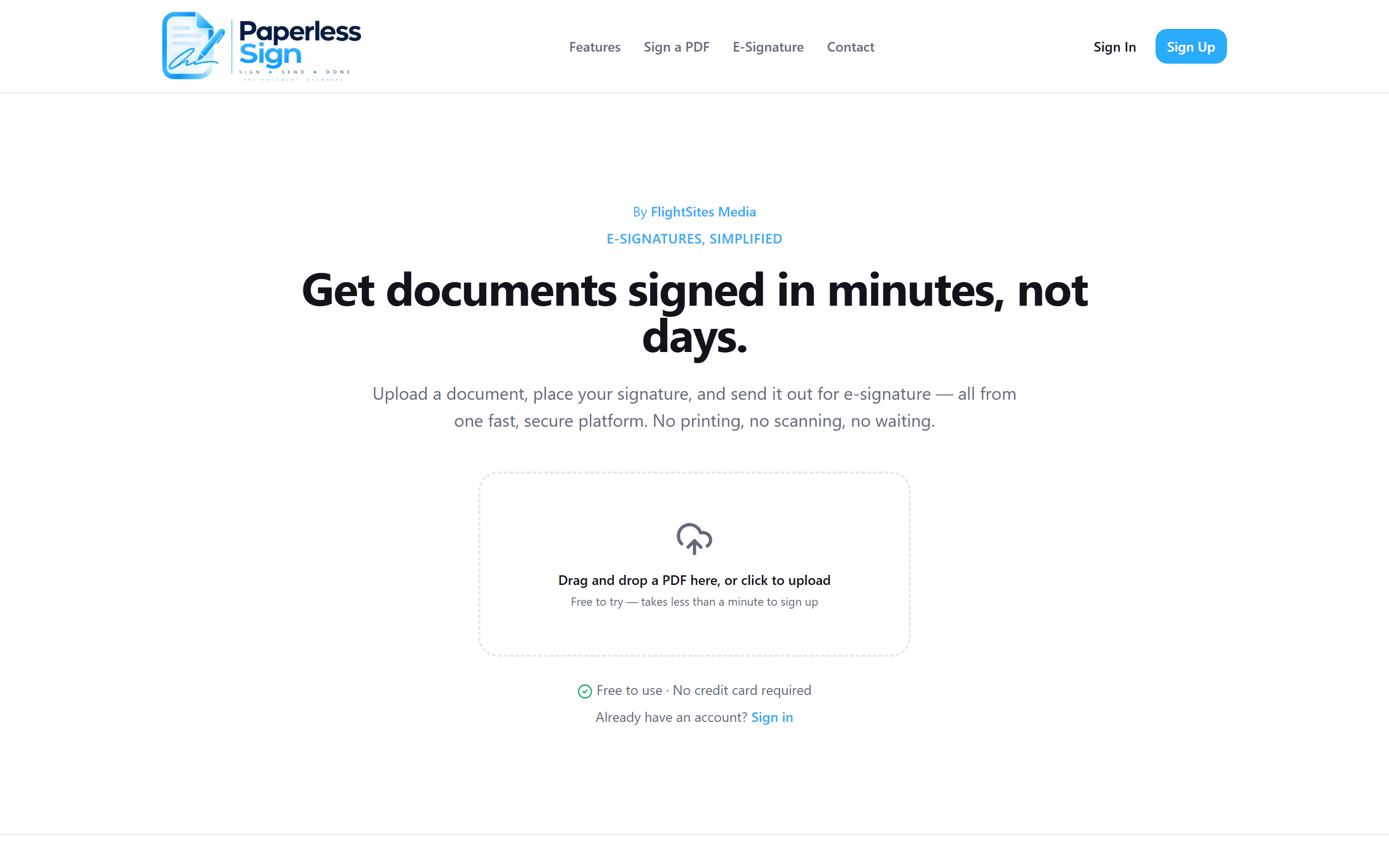 Paperless Sign e-signature platform